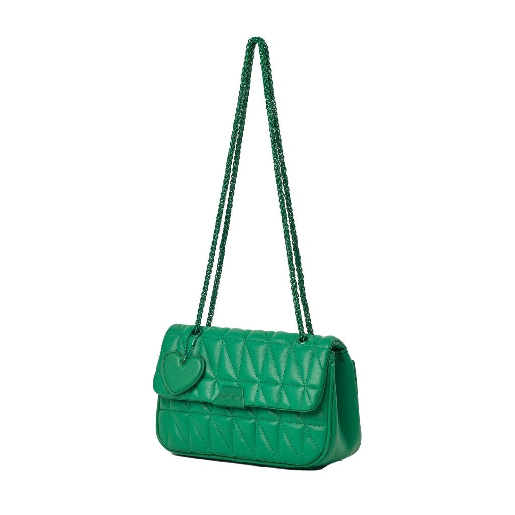 Bolsa Mini bag Macadamia puffy em matelasse VERDE