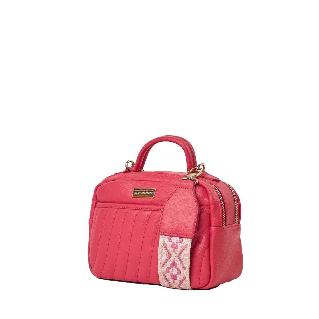 Bolsa tira colo Macadâmia pequena estruturada ROSA
