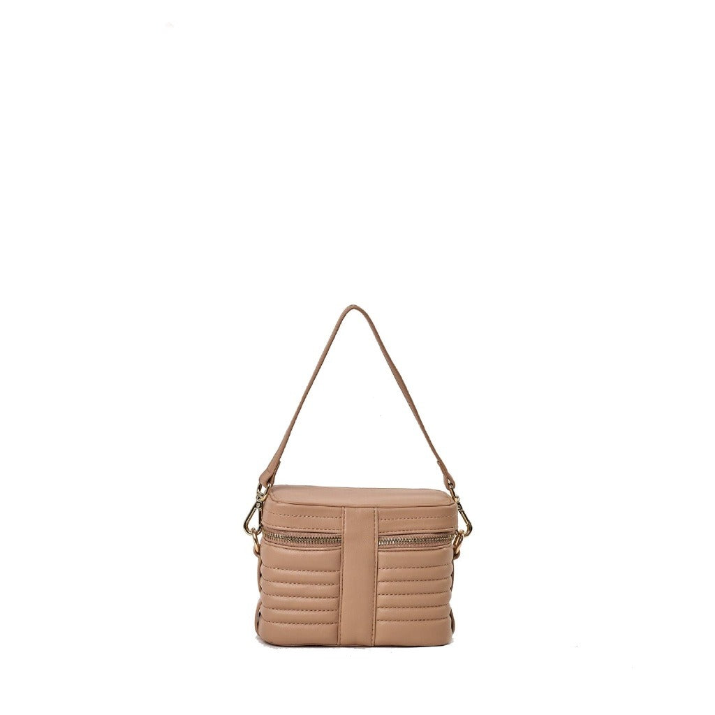 Bolsa Mini Bag Macadamia tiracolo modelo formato caixinha compacta BEGE