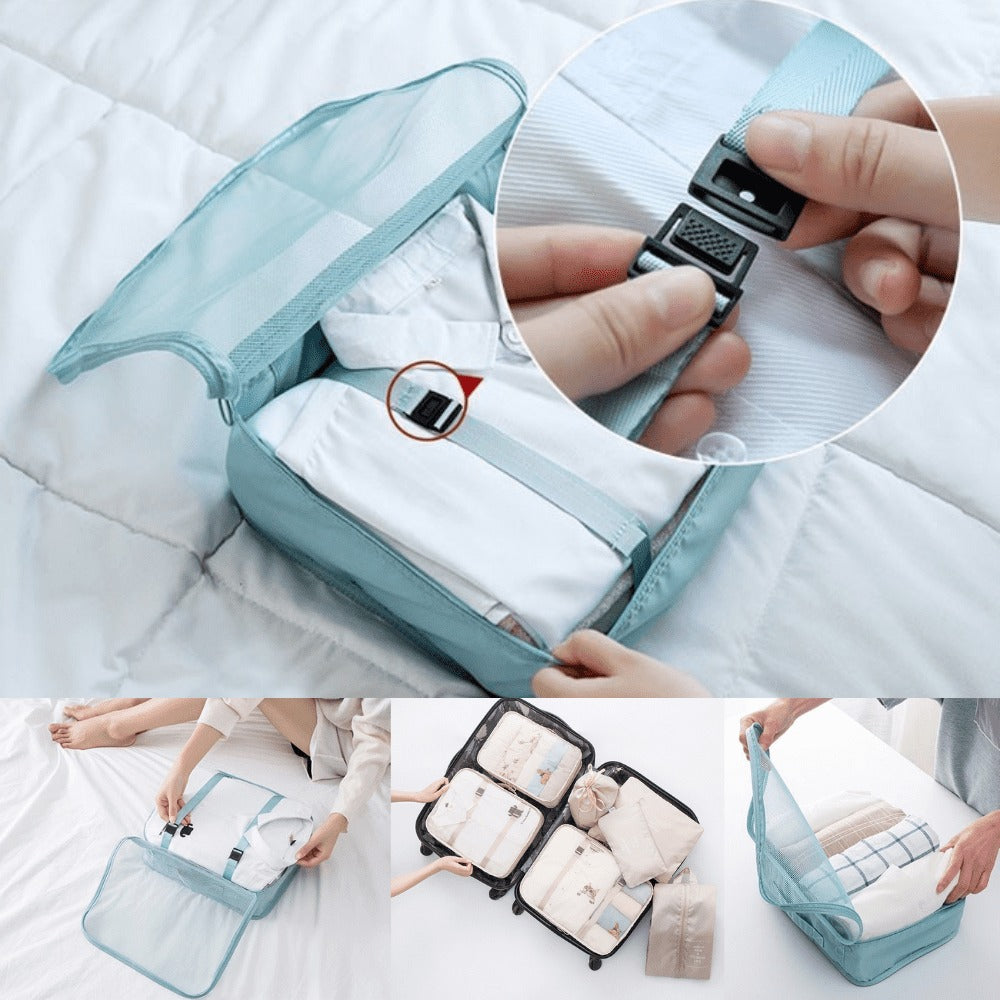 Kit de 7 Bolsas Organizadoras para Maleta de Viaje