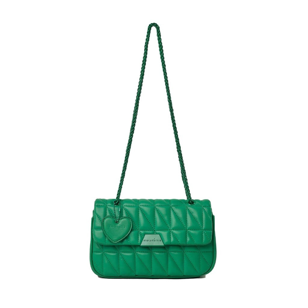 Bolsa Mini bag Macadamia puffy em matelasse VERDE