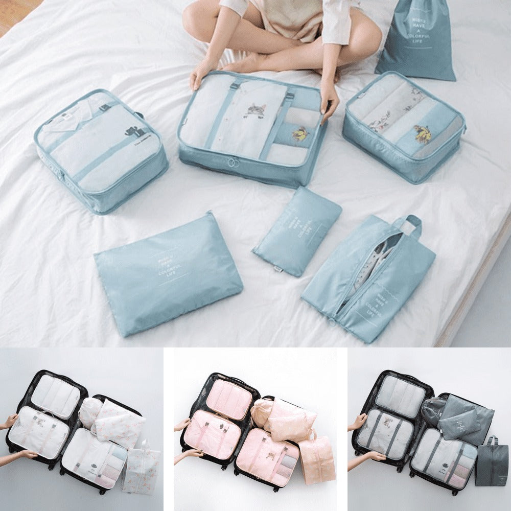 Kit de 7 Bolsas Organizadoras para Maleta de Viaje