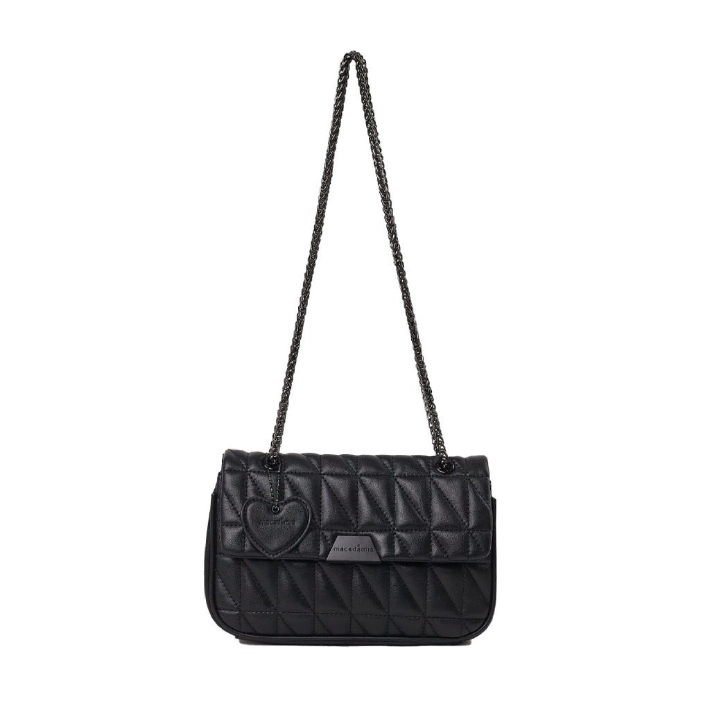 Bolsa Mini bag Macadamia puffy em matelasse PRETO