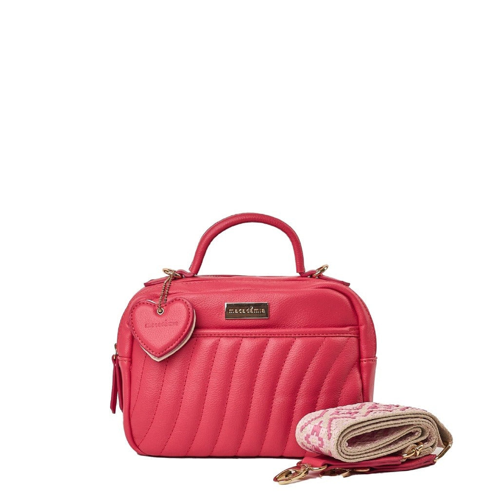 Bolsa tira colo Macadâmia pequena estruturada ROSA