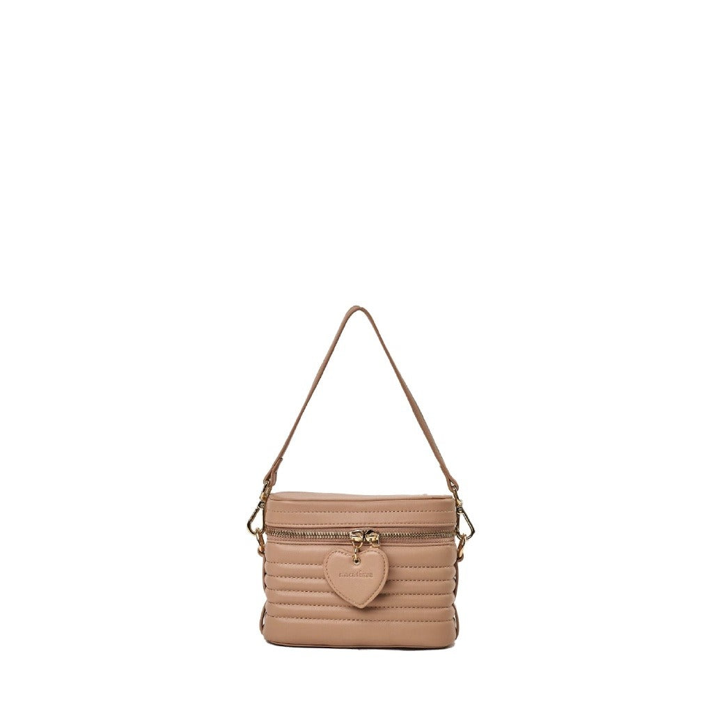 Bolsa Mini Bag Macadamia tiracolo modelo formato caixinha compacta BEGE