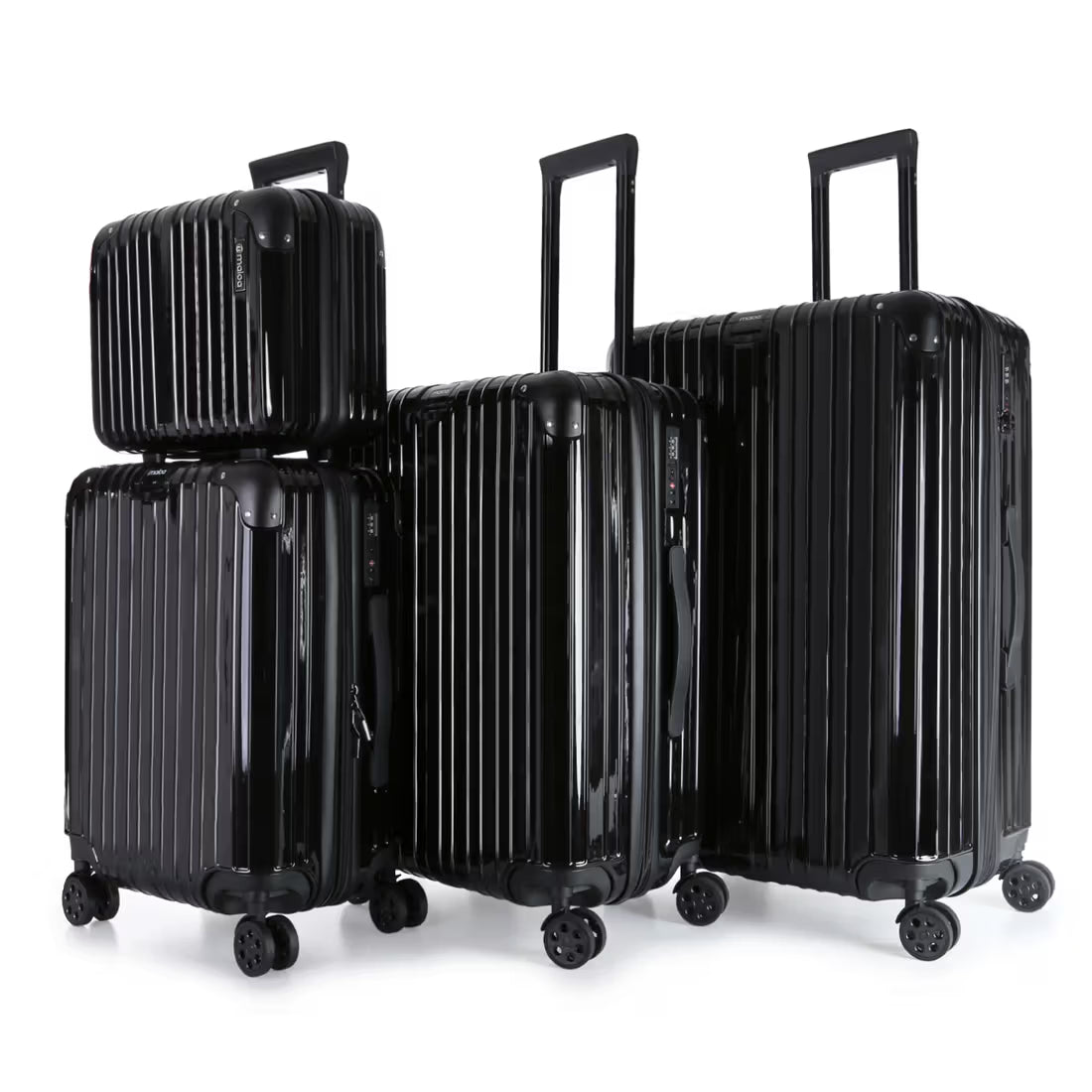 Kit de Viagem com 4 Peças ABS Policarbonato com Expansor Brasil Maloa Preto