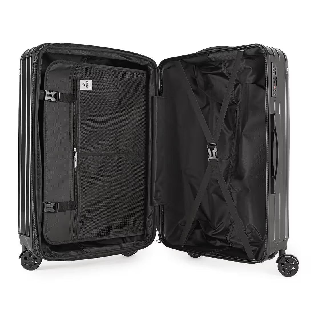 Kit de Viagem com 4 Peças ABS Policarbonato com Expansor Brasil Maloa Preto