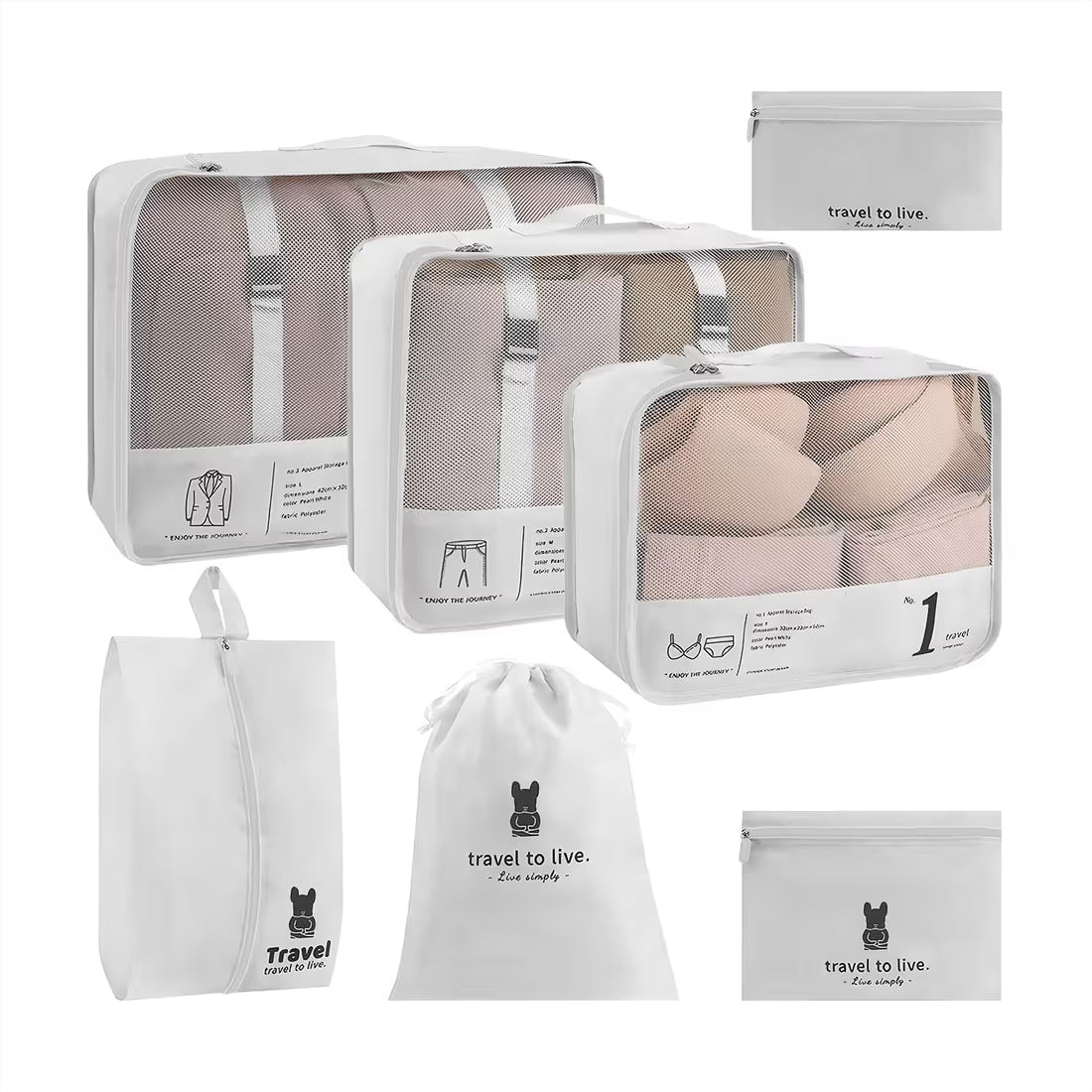Kit Organizador de Maleta 7 Piezas Travel To Live