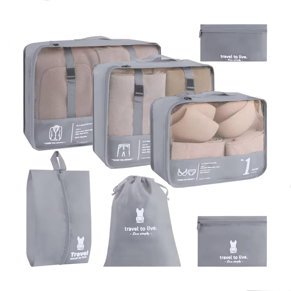 Kit Organizador de Maleta 7 Piezas Travel To Live