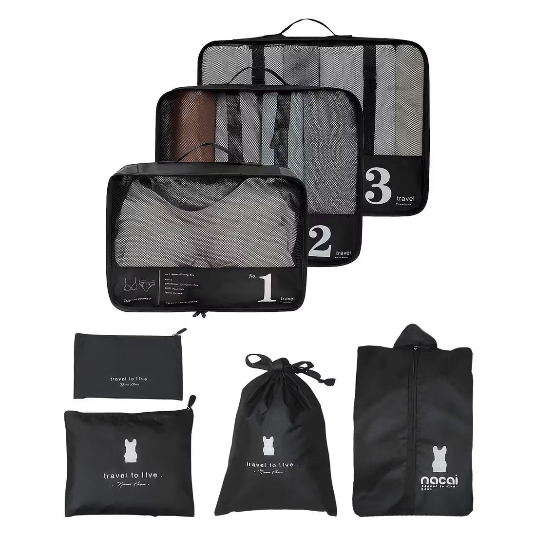 Kit Organizador de Maleta 7 Piezas Travel To Live
